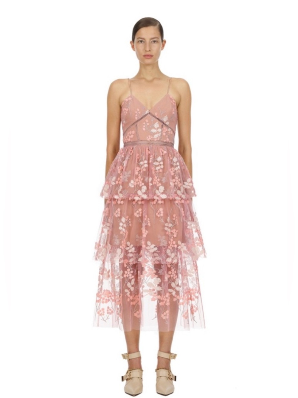 🎉HP🎉 Self Portrait Floral Embellished Midi Dress